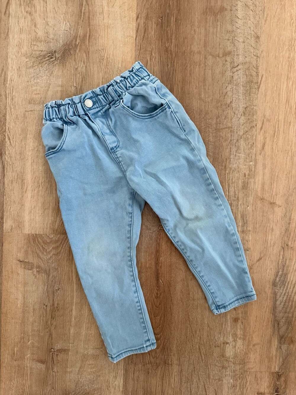 Zara Toddler Light Blue Elastic Paperbag Waist Denim Jeans